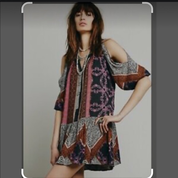 Free People cold shoulder boho shirt dress. - Picture 2 of 2